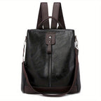 Sac à dos antivol femme en similicuir, trois coloris, noir