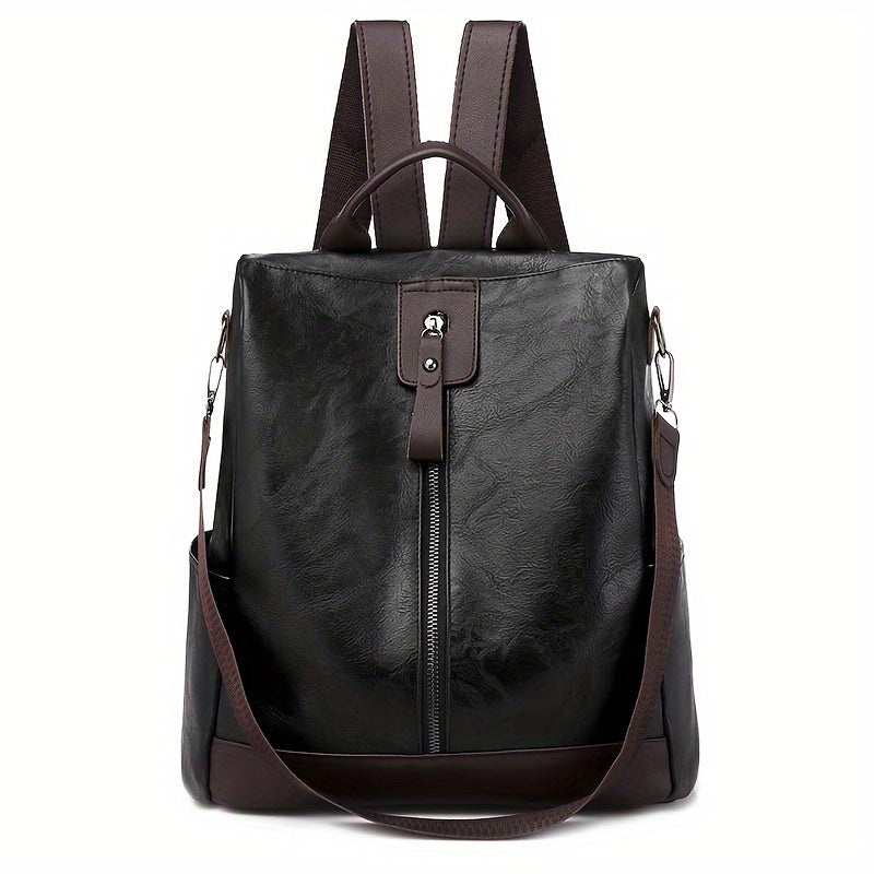 Sac à dos antivol femme en similicuir, trois coloris, noir