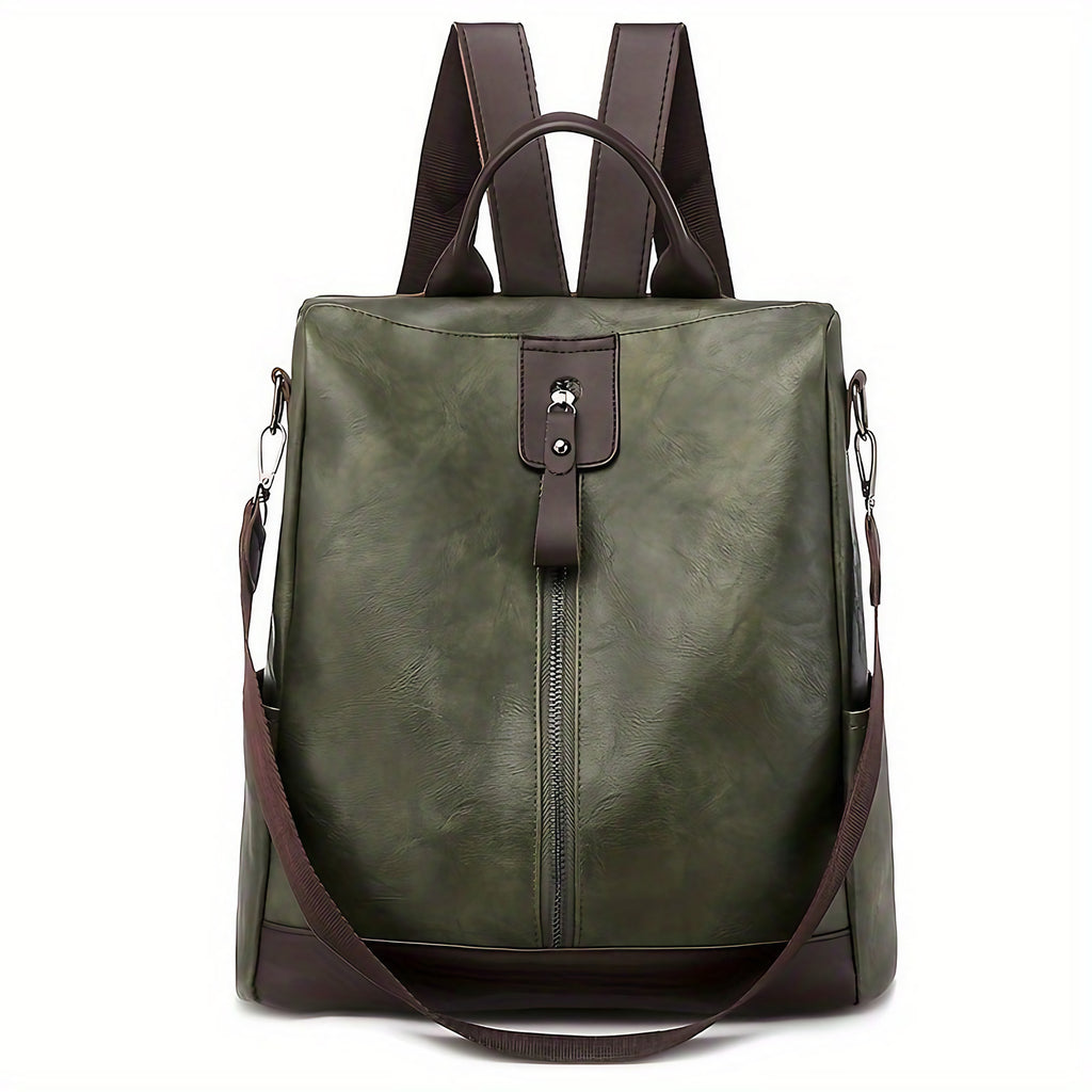 Sac à dos antivol femme en similicuir, trois coloris, vert