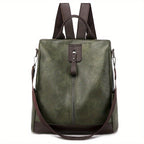 Sac à dos antivol femme en similicuir, trois coloris, vert