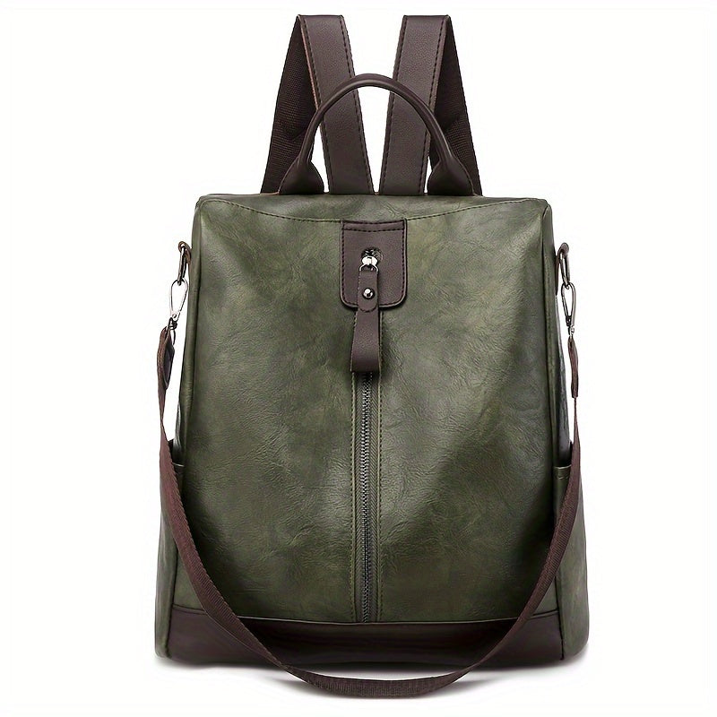 Sac à dos antivol femme en similicuir, trois coloris, vert
