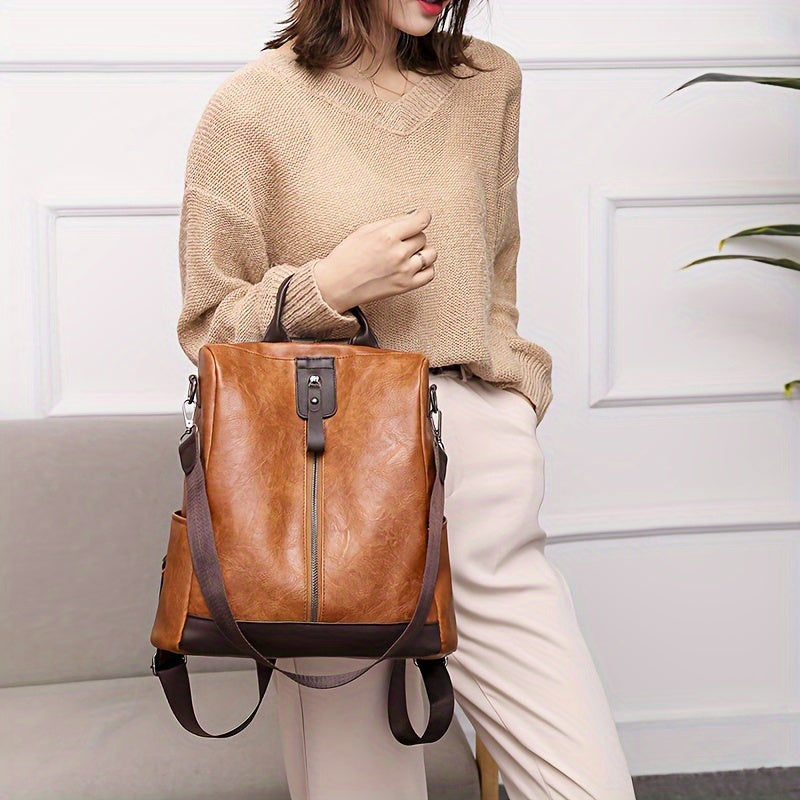Sac à dos antivol femme en similicuir, trois coloris