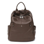 Petit sac à dos femme en éco-cuir grainé, quatre coloris, café