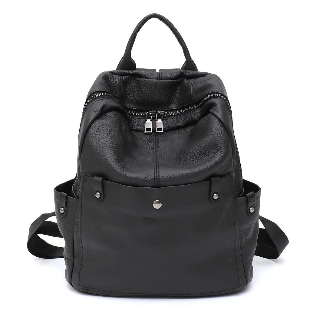 Petit sac à dos femme en éco-cuir grainé, quatre coloris, noir