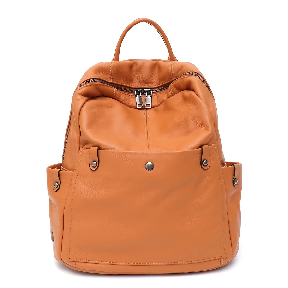 Petit sac à dos femme en éco-cuir grainé, quatre coloris, fauve