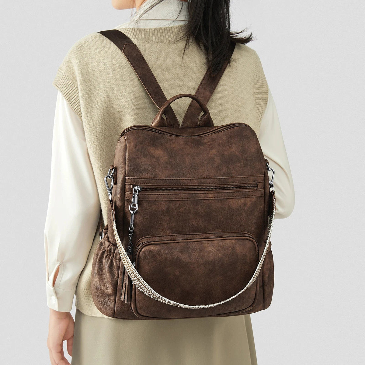 Sac à dos femme en similicuir, ordinateur 14 pouces, 0,94 kg