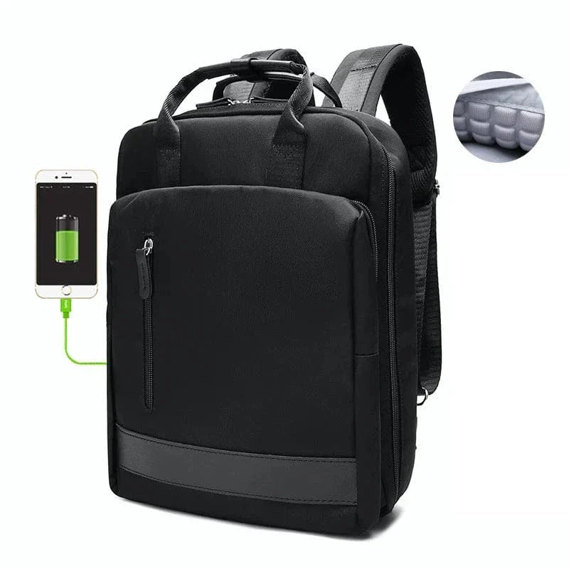 Sac à dos femme avec port USB, ordinateur 15,6 pouces, noir