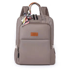 Sac à dos femme ordinateur 13 pouces en nylon imperméable, gris marron