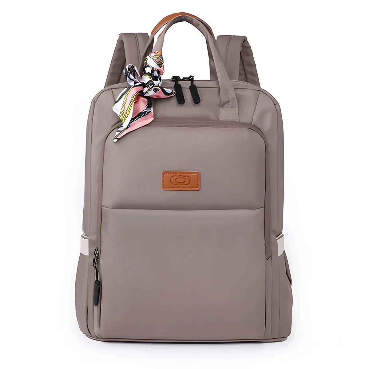 Sac à dos femme ordinateur 13 pouces en nylon imperméable, gris marron