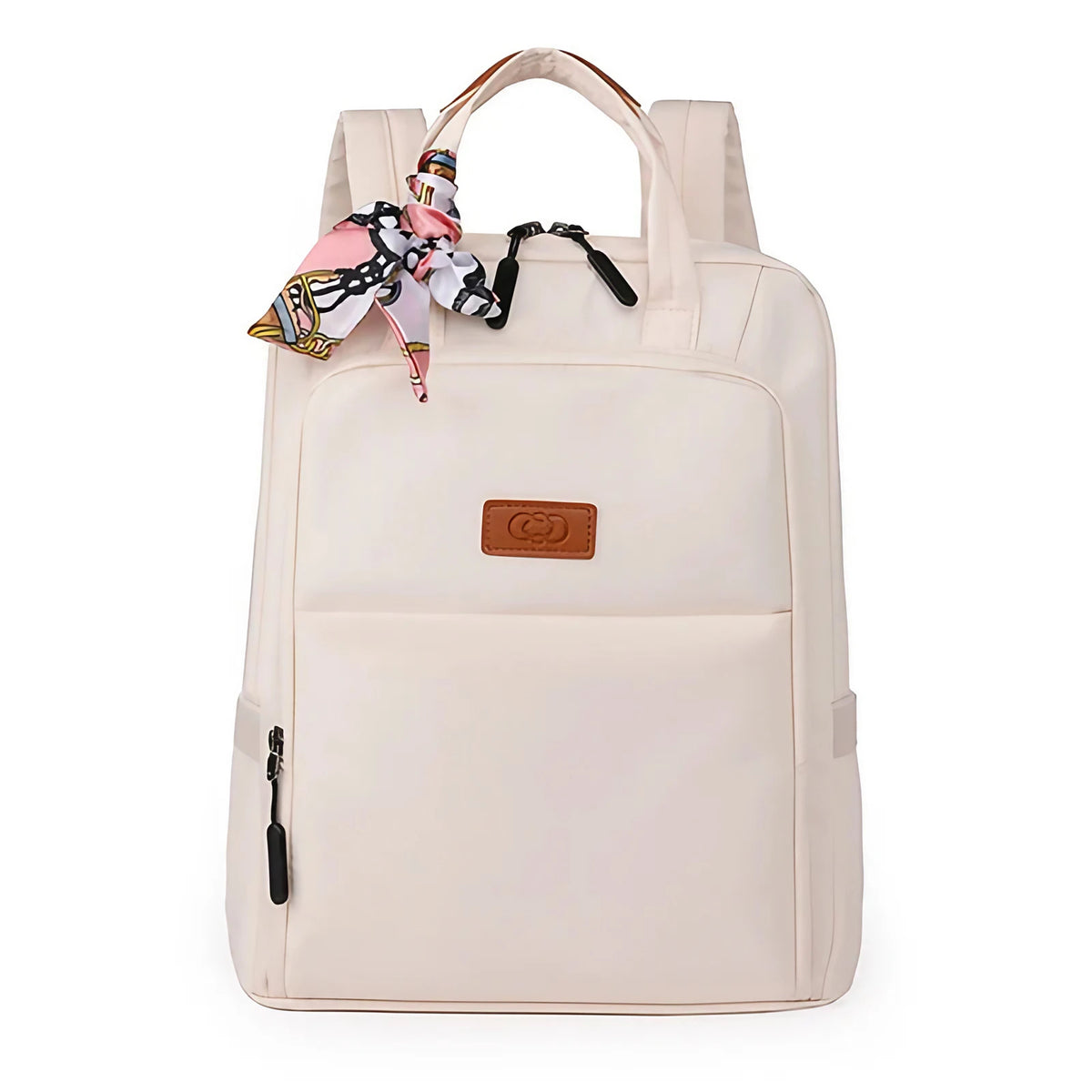 Sac à dos femme ordinateur 13 pouces en nylon imperméable, blanc