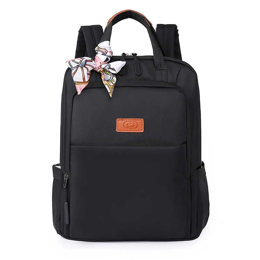 Sac à dos femme ordinateur 13 pouces en nylon imperméable, noir