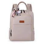 Sac à dos femme ordinateur 13 pouces en nylon imperméable, beige