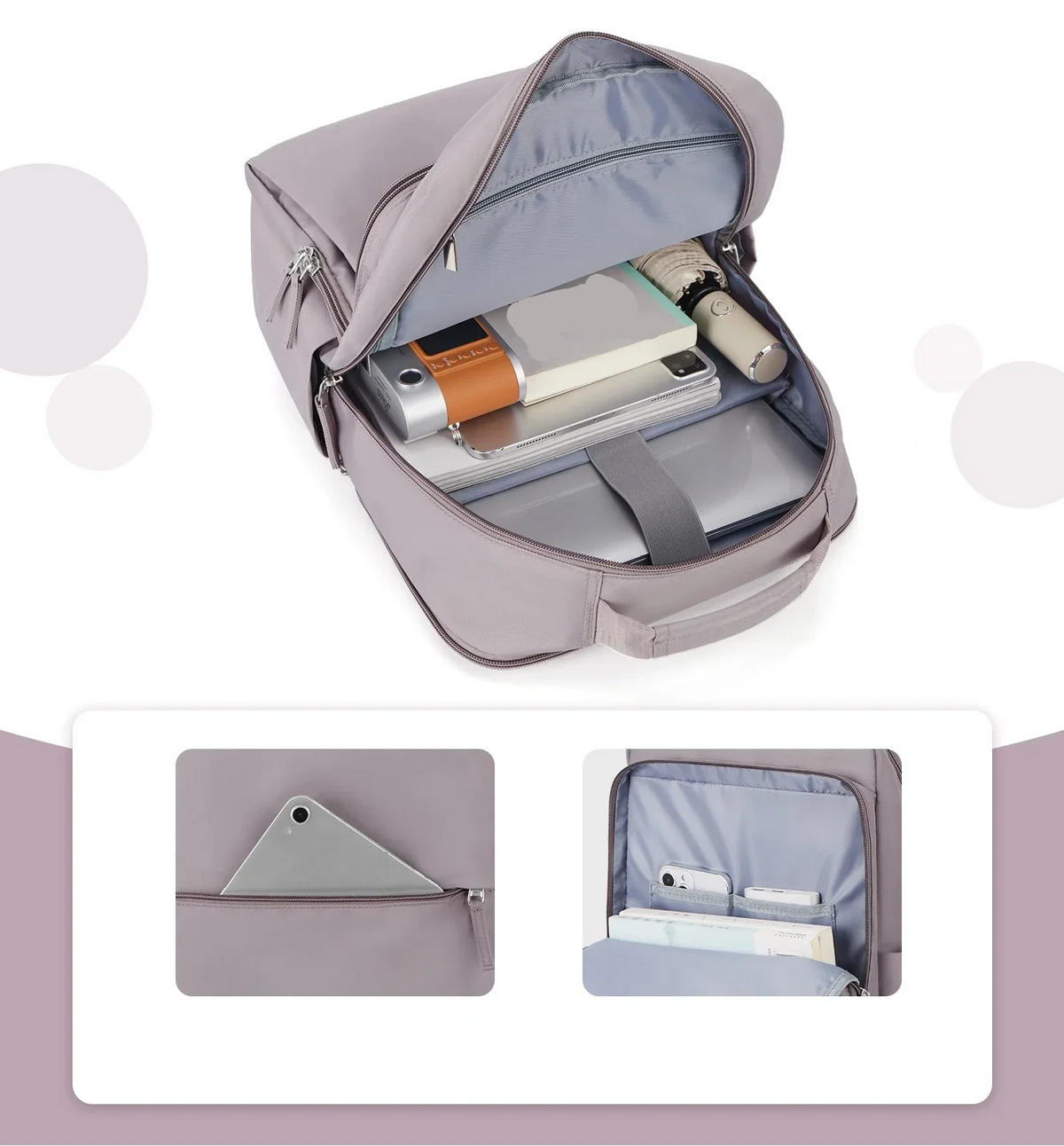Sac à dos femme pour ordinateur portable 15 pouces, quatre coloris