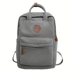 Sac à dos femme en velours côtelé, ordinateur 13 pouces, gris