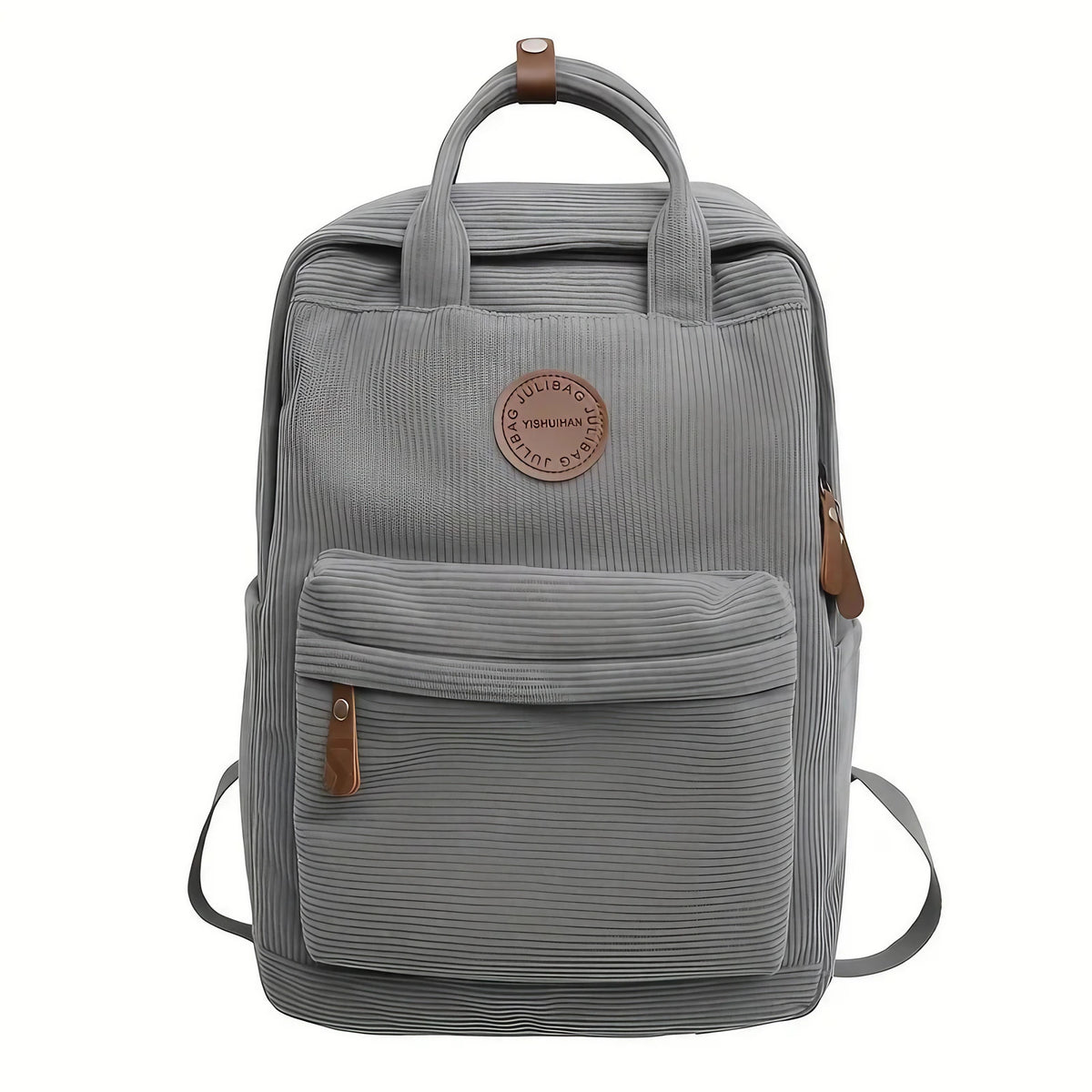 Sac à dos femme en velours côtelé, ordinateur 13 pouces, gris