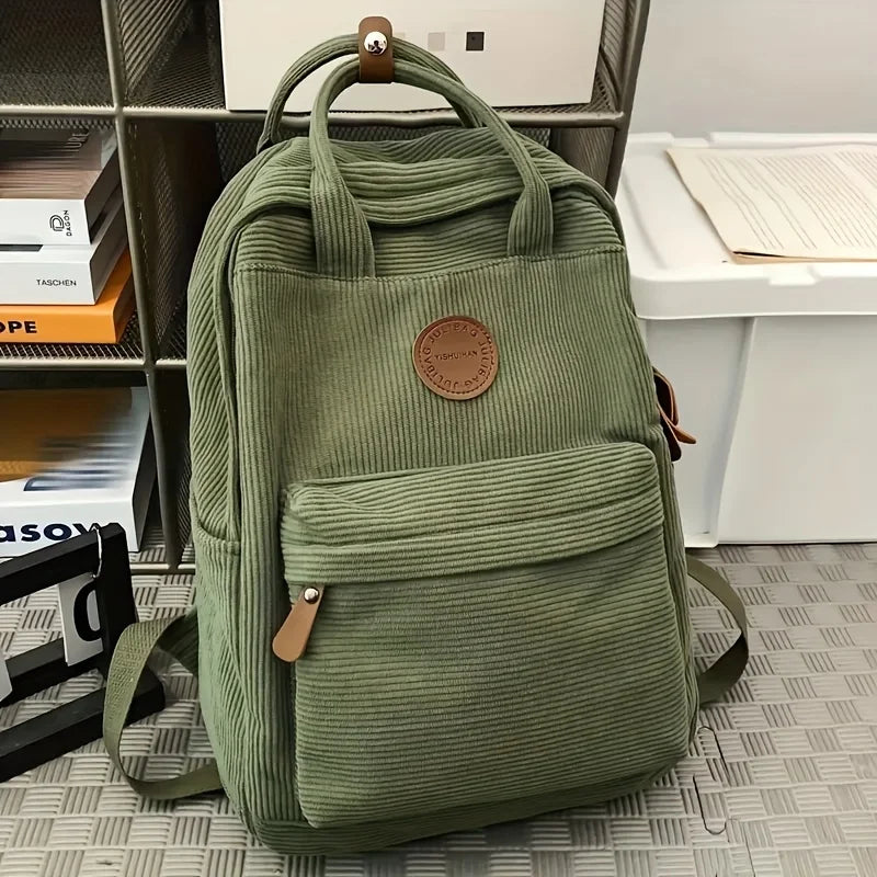 Sac à dos femme en velours côtelé, ordinateur 13 pouces