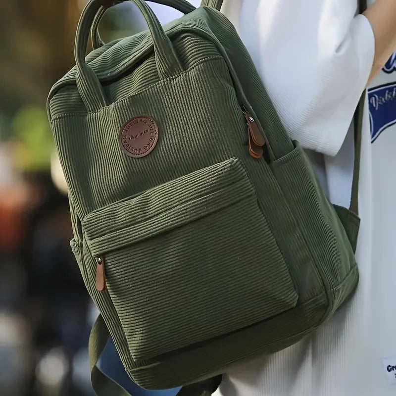Sac à dos femme en velours côtelé, ordinateur 13 pouces