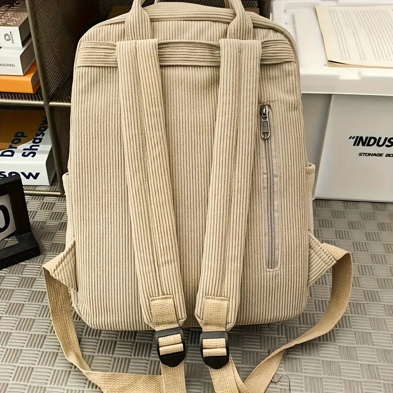 Sac à dos femme en velours côtelé, ordinateur 13 pouces