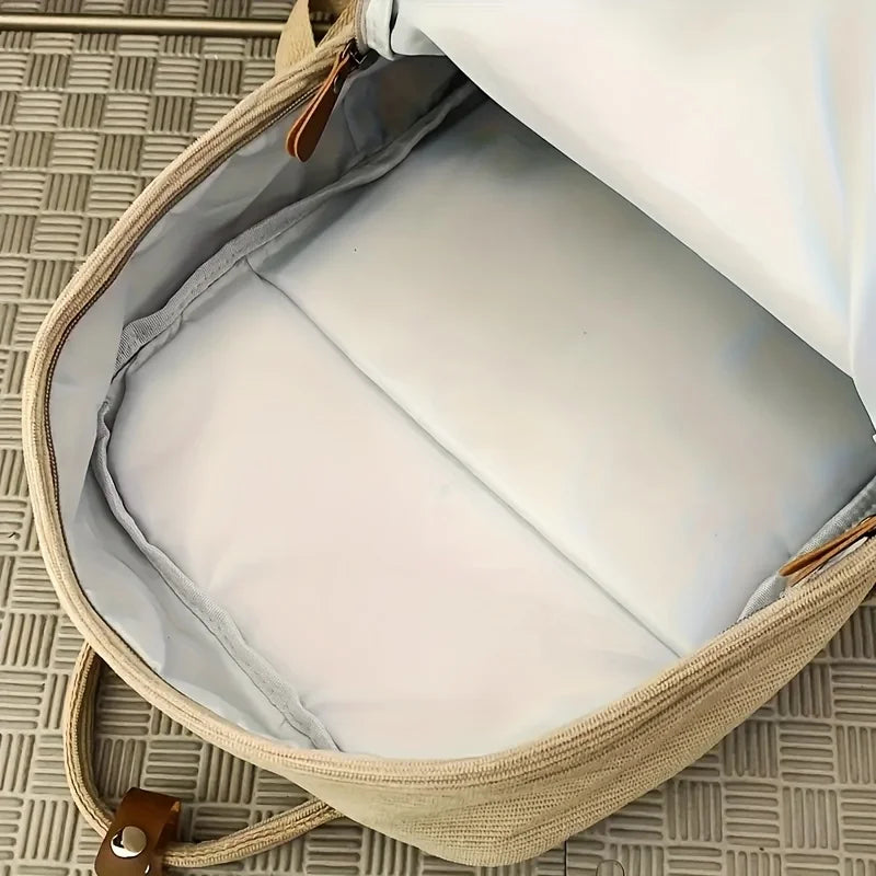 Sac à dos femme en velours côtelé, ordinateur 13 pouces