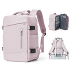 Sac à dos de voyage femme en nylon, ouverture à 180°, rose