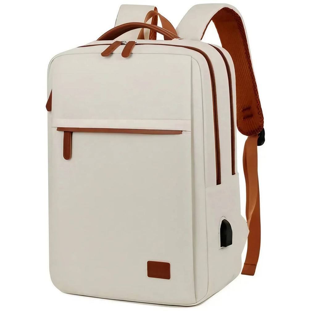 Sac à dos ordinateur femme en toile Oxford, cinq coloris, beige