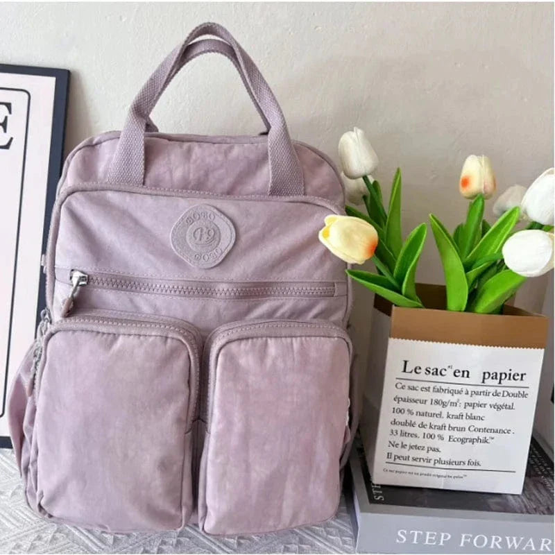 Sac à dos femme collège en nylon Oxford, 14 pouces, sept coloris
