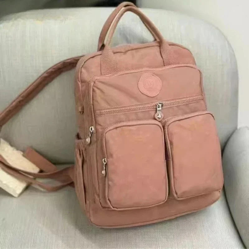 Sac à dos femme collège en nylon Oxford, 14 pouces, sept coloris, rose