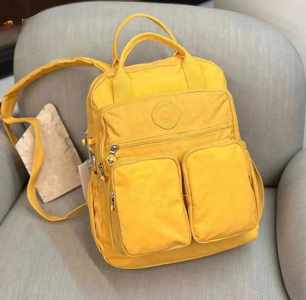 Sac à dos femme collège en nylon Oxford, 14 pouces, sept coloris, jaune