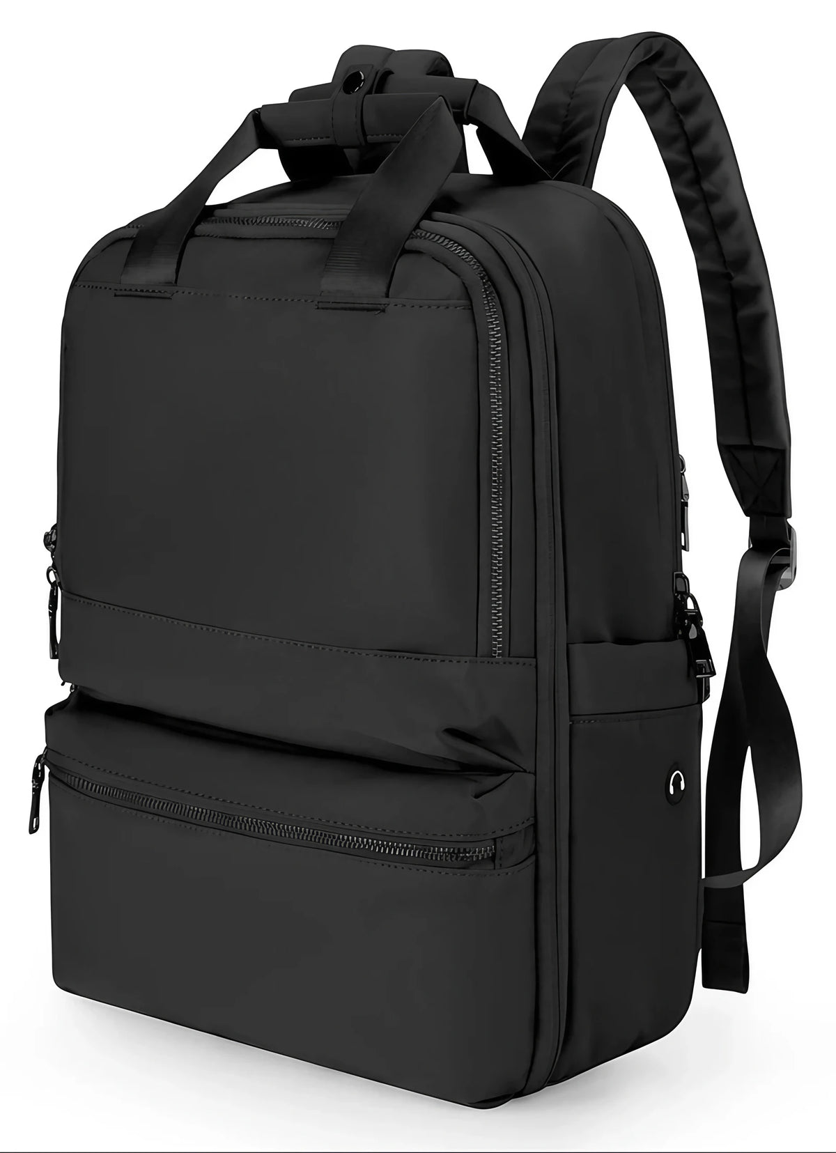 Sac à dos femme en nylon Oxford, ordinateur 15 pouces, noir intégral