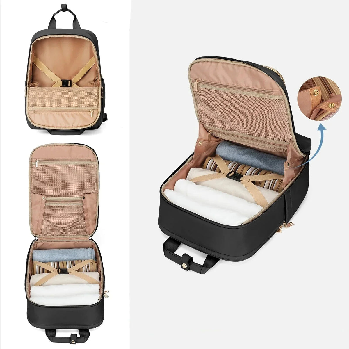 Sac à dos femme en nylon Oxford, ordinateur 15 pouces
