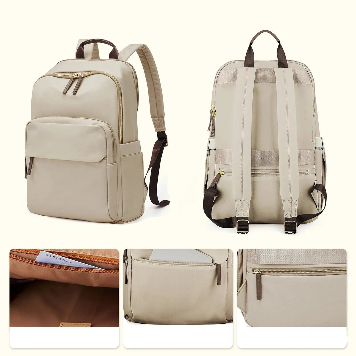 Sac à dos femme en nylon, ordinateur 13 pouces, quatre coloris