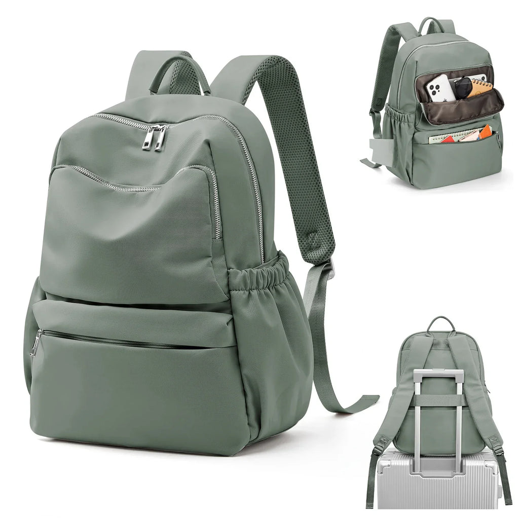 Sac à dos femme ordinateur 15 pouces en nylon déperlant, vert