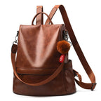 Sac à dos femme en similicuir végan, allure vintage, marron