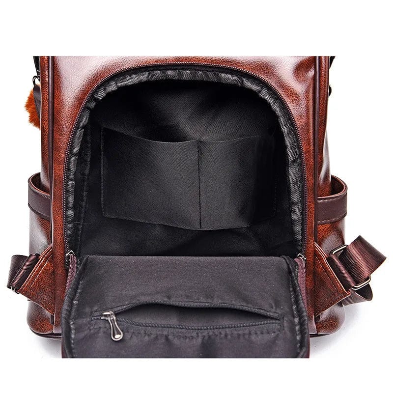 Sac à dos femme en similicuir végan, allure vintage
