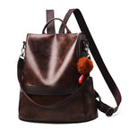 Sac à dos femme en similicuir végan, allure vintage, café