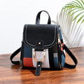 Sac à dos femme de ville léger, similicuir et tissu, noir