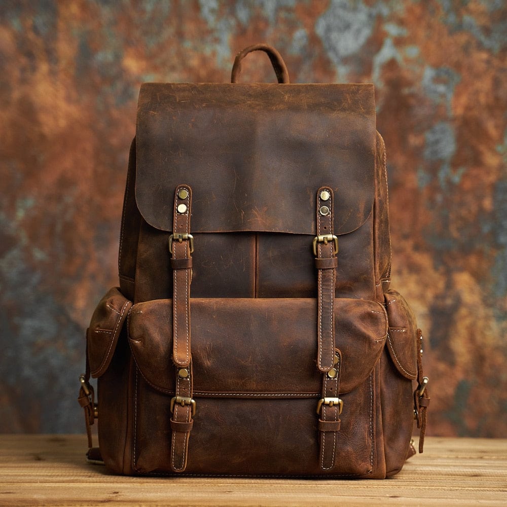 Sac à dos homme vintage pour ordinateur 15,6 pouces, marron vintage