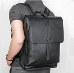 Sac à dos homme en cuir noir, ordinateur 14 pouces
