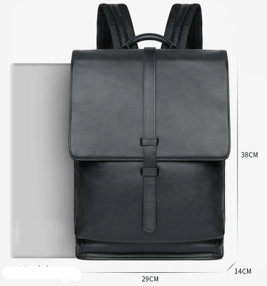 Sac à dos homme en cuir noir, ordinateur 14 pouces
