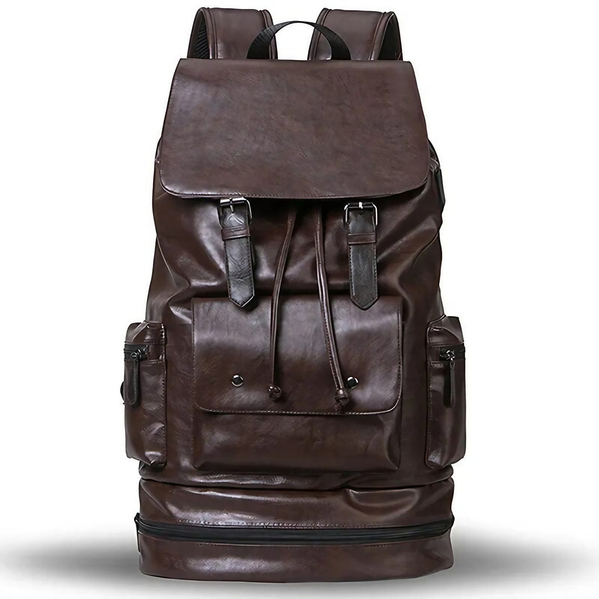 Sac à dos homme imperméable en similicuir, noir ou café, café
