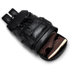 Sac à dos homme imperméable en similicuir, noir ou café