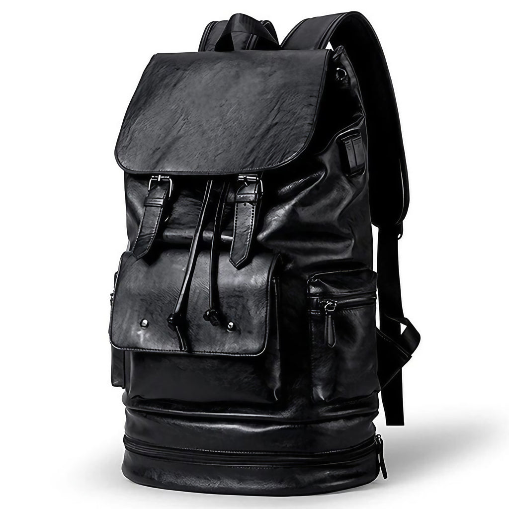 Sac à dos homme imperméable en similicuir, noir ou café, noir