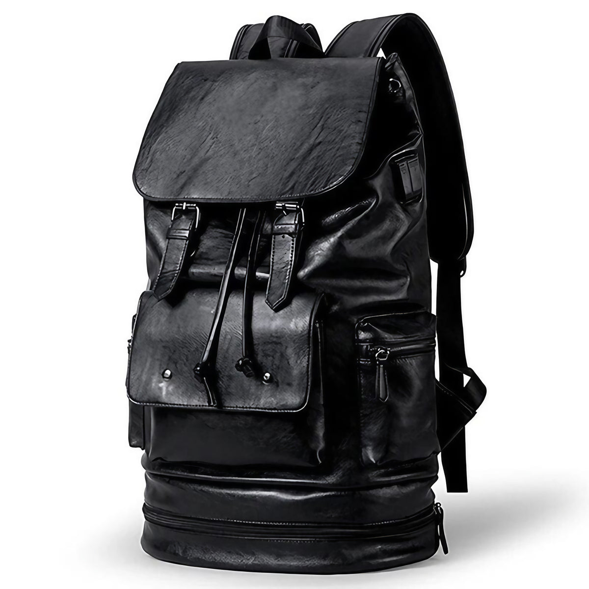 Sac à dos homme imperméable en similicuir, noir ou café, noir