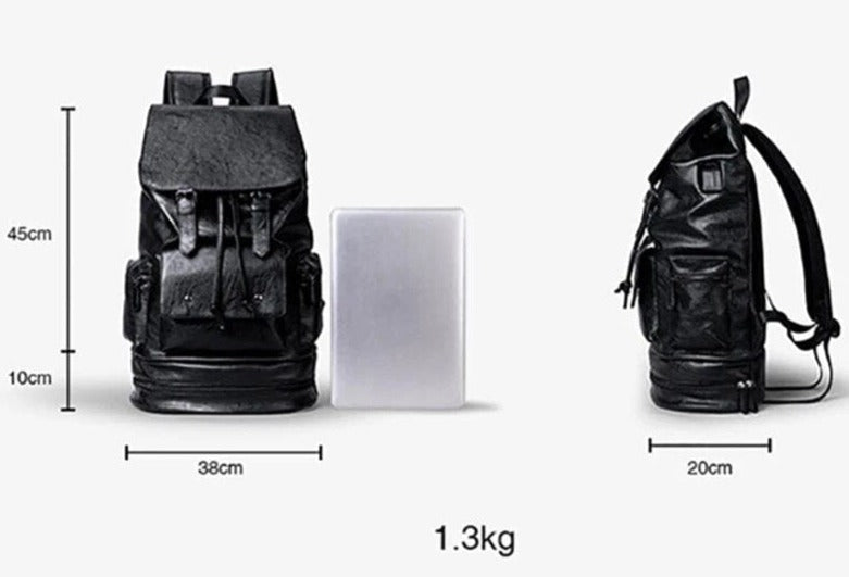 Sac à dos homme imperméable en similicuir, noir ou café