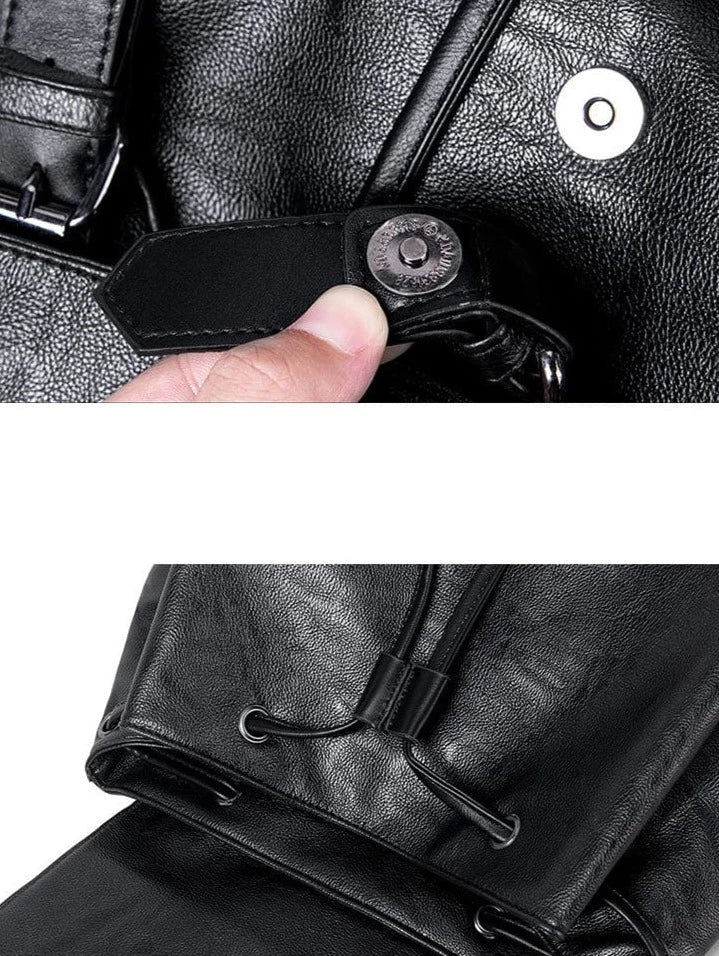 Sac à dos homme imperméable en similicuir, noir ou café