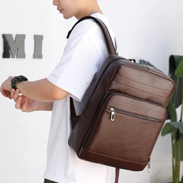 Sac à dos homme en similicuir imperméable, 45 cm de haut