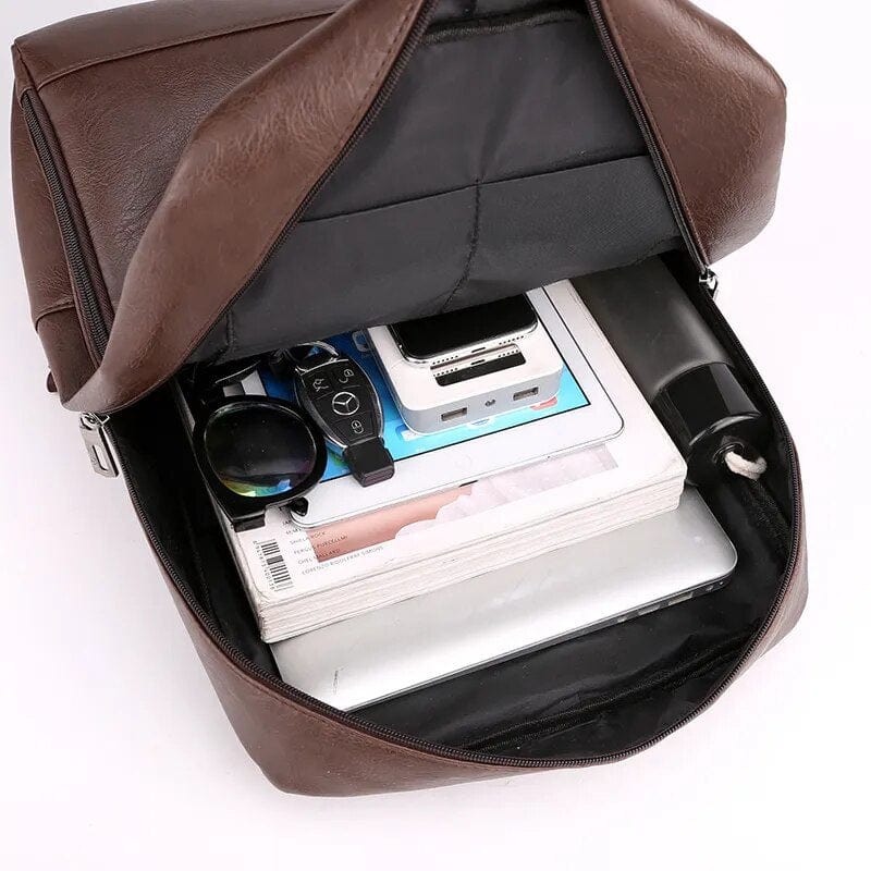 Sac à dos homme en similicuir imperméable, 45 cm de haut