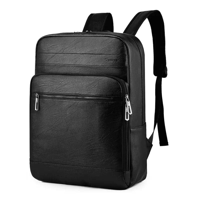Sac à dos homme en similicuir imperméable, 45 cm de haut, noir