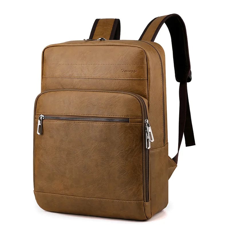 Sac à dos homme en similicuir imperméable, 45 cm de haut, marron clair
