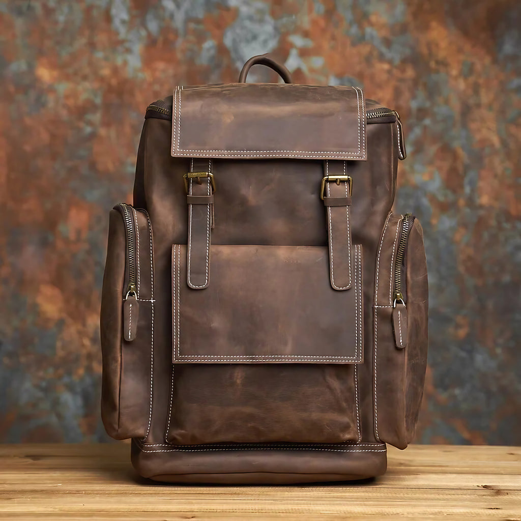 Sac à dos homme en cuir café foncé, 42 x 29 cm, café foncé
